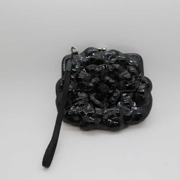 Women Wristlet Brighton Black Patent Leather Wallet Bag Coin Purse Kisslock - Picture 12 of 12